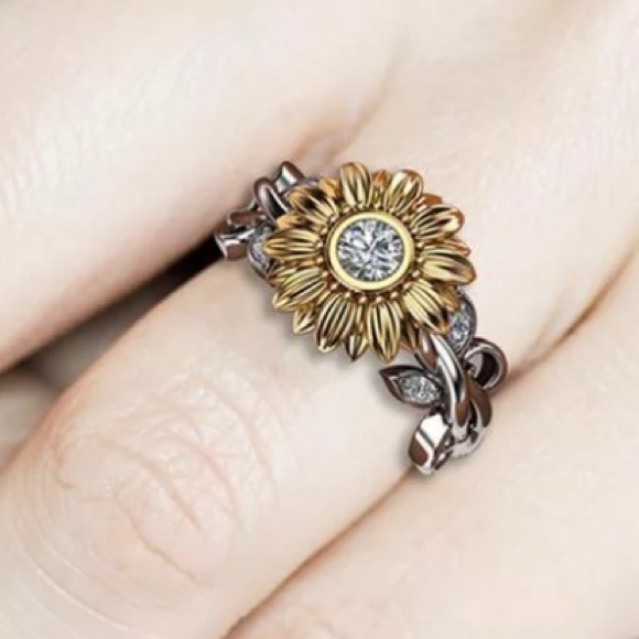 BOGO! Sunflower Stud Earrings Gold Rhinestone - Picture 8 of 8